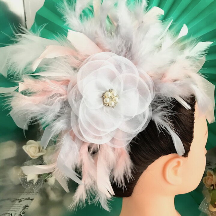 楽天市場 ヘアアクセサリー ヘッドピース ヘア飾り コサージュ 羽根付き フェザー ヘッドドレス ダンス衣装 髪飾り ヘアアクセサリー 社交ダンス 衣装 ブローチ ヘッドアクセサリー ホワイト ピンク系 Elisabeth Smile Craft Shop