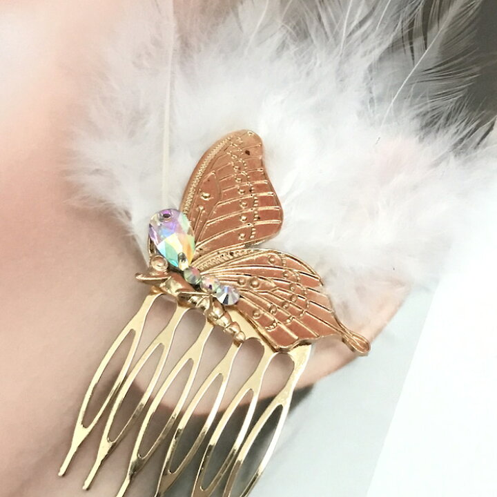 楽天市場】ヘア飾り ヘアアクセサリー ヘッドピース コーム 蝶々 