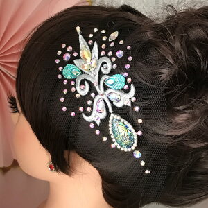 社交ダンス 競技ダンス ヘアアクセサリー 髪飾り ヘア飾り ラテンドレス 舞台衣装 ステージ衣装 ダンス衣装 フィギア衣装 ジュエリー アクセサリー オーナメント ネット ヘッドピース ヘッ