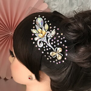 社交ダンス 競技ダンス ヘアアクセサリー 髪飾り ヘア飾り ラテンドレス 舞台衣装 ステージ衣装 ダンス衣装 フィギア衣装 ジュエリー アクセサリー オーナメント ネット ヘッドピース ヘッ