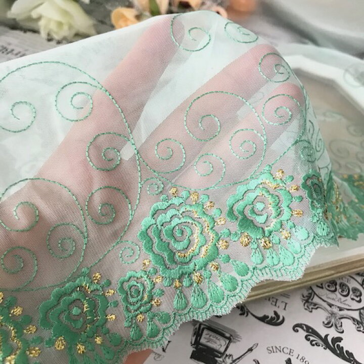 楽天市場 レース リボン 手芸 幅広 花レース 花柄 緑 装飾 素材 材料 衣装 グリーン Elisabeth Smile Craft Shop