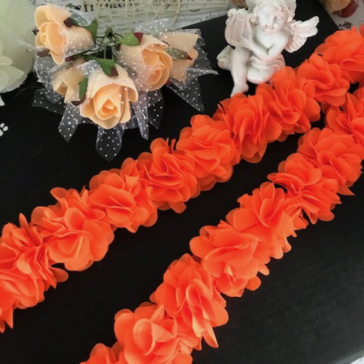楽天市場 リボン レース 手芸 花 立体感 ブレード シフォン フラワーブレード オレンジ ハンドメイド パーツ 衣装 レオタード バトントワリング 装飾 Elisabeth Smile Craft Shop