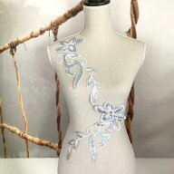 レオタード モチーフ スパンコール 衣装 花 ホワイト アイロン用 刺繍ワッペン アイロン接着可 レオター…
