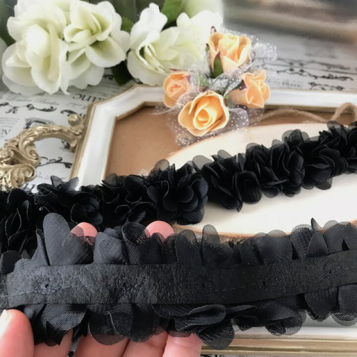 楽天市場 リボン レース 手芸 花 立体感 ブレード シフォン 黒 ブラック パーツ 衣装 レオタード バトントワリング 装飾 バレエ衣装 Elisabeth Smile Craft Shop