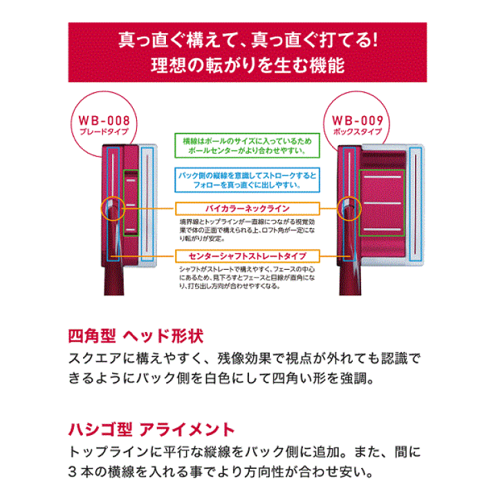 楽天市場】キャスコ パター Red 9/9 WB-008 WB-009 ブレードタイプ
