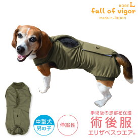 エリザベスカラー の代わりに 獣医師 去勢 避妊 手術 【送料込】 中型犬用 伸びて 着せやすい F. ベア天竺 術後服 エリザベスウエア(R) 男の子 伸縮性素材 中型犬 服 夏 春 秋 冬 伸びる素材 伸縮性 フィット感 術後着 介護服