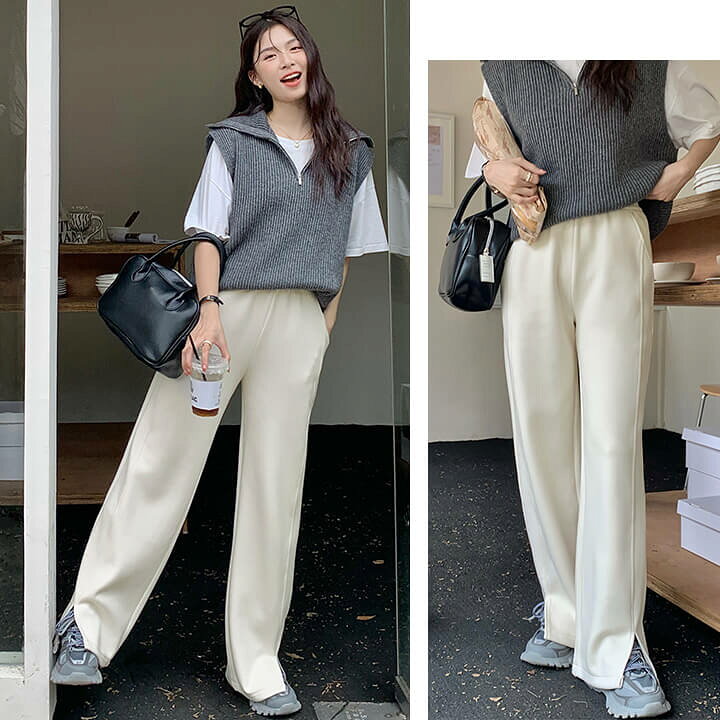 楽天市場】スウェットパンツ ロングパンツ レディース スリット 前  
