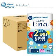 ★ポイント5倍★エリエール i:na（イーナ）トイレットティシュー12ロール（シングル）×6パック【ケース…