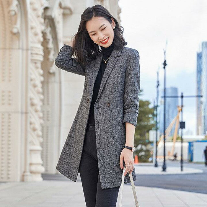 楽天市場】チェスターコート レディース グレー チェック柄 テーラード  