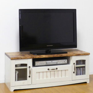カントリーテレビ台 幅105cm カントリー調 ローボード テレビスタンド テレビボード ロータイプ ハイタイプ フレンチカントリー調 モデムラック 木目調 ガラス扉 リビング収納 ナチュラル ア