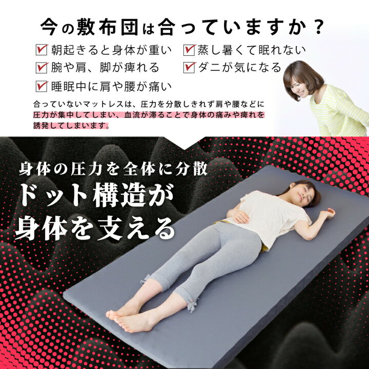 楽天市場 マットレス 高反発 幅60cm 5cm厚 折りたたみ ごろ寝マット 車中泊 体圧分散 点の高反発マットレス キャンプ マット 点で支える 軽量 洗えるカバー Tobest楽天市場店