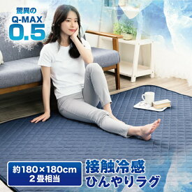 【最大10%OFFクーポン！】ラグ 洗える ラグマット 夏用 接触冷感 2畳 おしゃれ QMAX0.5 180×180cm 正方形 冷感ラグ 夏 抗菌 涼感 洗えるラグ ひんやりマット キルト クール 吸水速乾 丸洗い カーペット 極涼 父の日