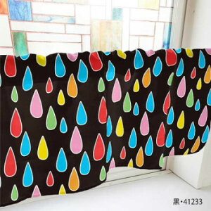 カフェカーテン 雨 1000×450mm 黒・41233
