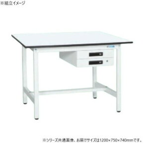 サカエ 軽量作業台KAタイプ キャビネット2段付 抗菌加工 1200×750×740mm KA-127BMW