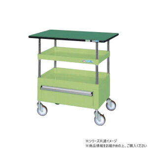 サカエ CSパールワゴン中量タイプ 引出し 天板付 グリーン CSP-9082CTE