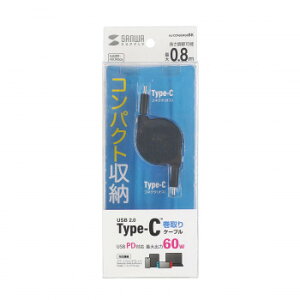 �T�����T�v���C USB2.0 Type-C �����P�[�u�� PD60W �u���b�N KU-CCP60M08BK