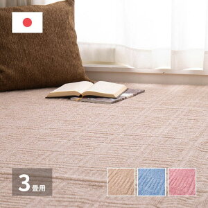 カーペット ラグ 国産 3畳 江戸間 日本製 無地 冬 平織 冬用 国産 おしゃれ 絨毯 床暖房 ホットカーペット対応 長方形 軽い 敷き詰め ラグマット 毛短 年中 オールシーズン 敷き詰めカ−ペッ
