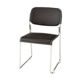 ジョインテックス 会議椅子(スタッキングチェア/ミーティングチェア) 肘なし 座面：合成皮革(合皮) FRK-S2LN BR ブラウン 【完成品】