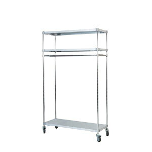 収納棚 46×120cm 3段 H180cm 日本製 キャスター付き 耐熱 耐食 長期耐久性 ガルバリウム鋼板製 ガルバシェルフハンガー 組立式