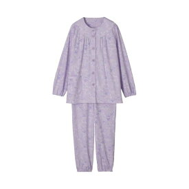 (まとめ）ケアファッション大きめボタンパジャマ（婦人） パープル 4L 98000-16 1着 （柄指定不可）【×10セット】