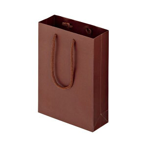 (まとめ) TANOSEE マットコート手提げ袋 SS ヨコ180×タテ250×マチ幅70mm ブラウン 1パック(10枚) 【×5セット】