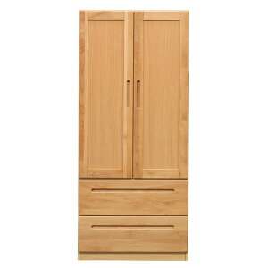 クローゼット 衣類収納 幅80cm×奥行57cm ナチュラル 引き出し収納 木製 日本製 HUMMING ハミング 服吊り 完成品 開梱設置【代引不可】