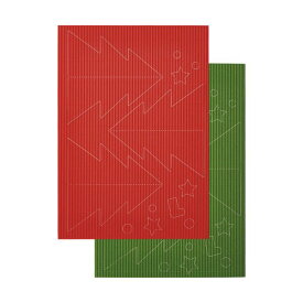 (まとめ) ヒサゴ リップルボード 薄口 型抜きクリスマスツリー 緑・赤 RBUT3 1パック 【×30セット】