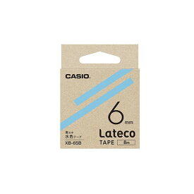 （まとめ） カシオ ラベルライター Lateco 詰め替え用テープ 6mm 水色テープ 黒文字 【×5セット】