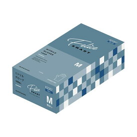 （まとめ）川西工業 ニトリルグローブ フェリーチェスマート 粉なし ブルー M #2067-M 1箱(100枚)【×3セット】
