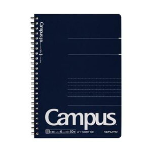 (まとめ)コクヨ キャンパスツインリングノート(ドット入り罫線 カットオフ)A5 B罫 50枚 紺 ス-T133BT-DB 1セット(5冊)【×10セット】