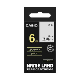 (まとめ) カシオ CASIO ネームランド NAME LAND スタンダードテープ 6mm×8m 透明／黒文字 XR-6X 1個 【×10セット】