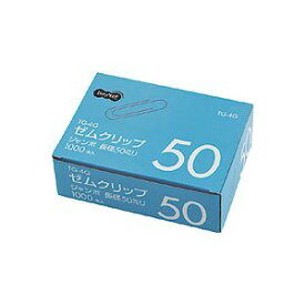(まとめ) TANOSEE ゼムクリップ ジャンボ 50mm シルバー 業務用パック 1箱（1000本） 【×10セット】