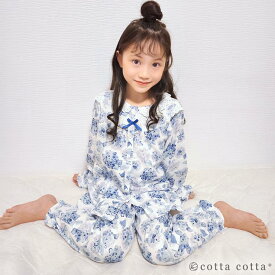 パジャマ キッズ 綿100% 女の子 長袖 ダブルガーゼ ルームウェア cottacotta 110cm 120cm 130cm 140cm 150cm 薄手 薄地 前開き かぶり ボタン 春 秋 夏 子供 フリル かわいい おしゃれ ガーゼ フルーツ ピンク 天然素材 花柄 動物 ねこ ユニコーン 100 コットン 送料無料