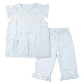 キッズ パジャマ レース 女の子 半袖 綿100% ダブルガーゼ 夏用 ルームウェア cottacotta 110cm 120cm 130cm 140cm 150cm 前開き 半ズボン 短パン 春夏 夏 子供 2重ガーゼ フリル かわいい おしゃれ ゆめかわ パステルカラー 薄い 薄手 涼しい ブランド コットン