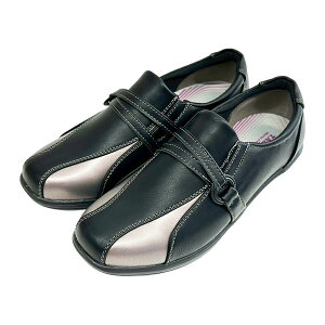 TABIBAKI タビバキ 4E 幅広 軽量 紐なし スリッポン カジュアル レディース スニーカー サイドゴム 防滑 抗菌 防臭 脱ぎ履き楽々 ブラック/ダークブラウン 22.5cm/23.0cm/23.5cm/24.0cm/24.5cm LC-4225