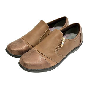 TABIBAKI タビバキ 4E 幅広 紐なし スリッポン ファスナー付き カジュアル レディース スニーカー 4E サイドゴム 防滑 抗菌 防臭 脱ぎ履きらくらく ブラック/ブラウン 22.5cm/23.0cm/23.5cm/24.0cm/24.5cm LC