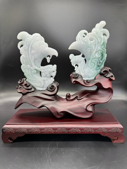 楽天市場】翡翠 龍 ＆ 鳳凰 ミャンマー産彫刻 パワーストーン 天然石 