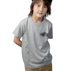 CAMPFREE キャンプフリー プリントt 半袖 Tシャツ 胸プリント 姉妹 兄弟 お揃い ペア ペアルック キッズ ジュニア 男の子 女の子 かわいい 夏 ホワイト グレー ブラック ネイビー 白 灰色 黒 紺 90cm 100cm 110cm 120cm 130cm 140cm 150cm XS 130 140 150 メール便 送料無料