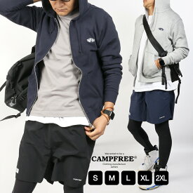 CAMPFREE パーカー メンズ レディース ブランド 8.4oz ジップアップ ジップアップパーカー 裏毛 刺繍 ジップパーカー フルジップ ファスナー スウェット 刺しゅう スエット ワンポイント 綿 コットン ブラック ネイビー 黒 グレー 軽量 フード付き 大きいサイズ
