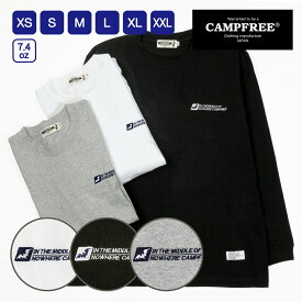 CAMPFREE ロンT 長袖Tシャツ ワンポイント 7.4oz 綿100% メール便 送料無料 ロングスリーブ Tシャツ 胸 刺繍 メンズ レディース 長袖ティシャツ 長袖 カットソー カジュアル 長そで ロングTシャツ アメカジ 大きいサイズ ティーシャツ ティシャツ 春 夏 秋 綿100 厚手 ろんT