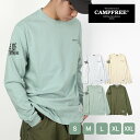 CAMPFREE メンズtシャツ 長袖tシャツ ロンティー ロンt メンズ ロンティ 袖プリント ブランド ロングtシャツ プリント tシャツ 綿100 長袖ティーシャツ キャンプフリー ユニセックス オーバーサイズ スモーキーグリーン ヴィンテージナチュラル ライトオリーブ