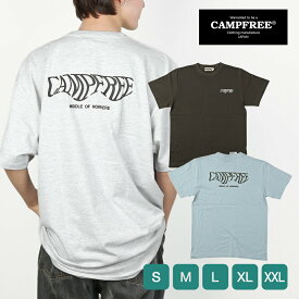CAMPFREE メンズ Tシャツ ロゴtシャツ メンズtシャツ 半袖 5.6oz ワンポイント バックプリント ロゴ 半そで レディス レディース コットン100% 綿100% カジュアル アメカジ 大きいサイズ ティーシャツ おしゃれ オシャレ 綿100 メール便 送料無料