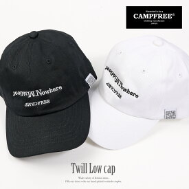帽子 キャップ ロゴ テキスト キャップ 帽子 レディース メンズ ジュニア キャップ コットン ツイル ローキャップ CAMPFREE ブランド ロゴキャップ ユニセックス 綿 コットン コットン100 6パネル 刺繍 刺しゅう ロゴ 男女兼用 綿100% ストリート カジュアル 黒