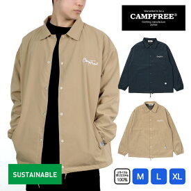 コーチジャケット メンズ CAMPFREE 羽織 ワンポイント リサイクルポリエステル メンズ ジャケット メンズ 秋 春 ネイビー ジャケット 紺 アウター カジュアル 大きい ストリート メンズジャケット おしゃれ 送料無料 10836