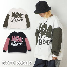 送料無料 ROTE ROSA(ローテローザ)HOA袖キルティング トレーナー エルロデオ EL RODEO レディース ゆったり エスニック 古着系 染め アジアン 長袖 トップス スウェット プルオーバー 綿 コットン 大きい 大きめ メンズ トップス