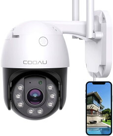 【360°広角撮影・自動追跡】COOAU 防犯カメラ 屋外 PTZカメラ ワイヤレス 24時間録画 alexa対応 512GBまでSdカード対応 自動上書き 360度カメラ 動体検知 赤外線暗視 双方向音声 遠隔操作 防水防塵 監視カメラ ネットワークカメラ IPカメラ 見守りカメラ iOS/And/Win対応
