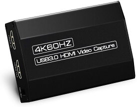 【ゲームキャプチャー キャプチャーボード 4K入力 USB3.0 1080P 60FPS パススルー 遅延なし オーディオポート揃え HDMIケーブル付き ゲーム実況 ライブ配信 日本語説明書付き PS5動作確認済み】