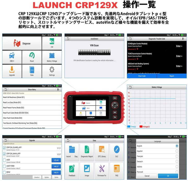 楽天市場】LAUNCH CRP129X OBD2故障診断機 スキャンツール Android 