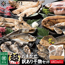 海鮮 ギフト 詰め合わせ 保存料不使用 干物セット 訳あり おまかせ 海鮮 詰め合わせ 4種1kg以上 製造元直売 メガ盛り アウトレット干物 【冷凍便】【お買い物マラソン対象商品】 母の日 父の日