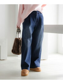 あったかワイドデニム＜低身長サイズあり＞/599573 Elura エルーラ パンツ ジーンズ・デニムパンツ ネイビー【送料無料】[Rakuten Fashion]